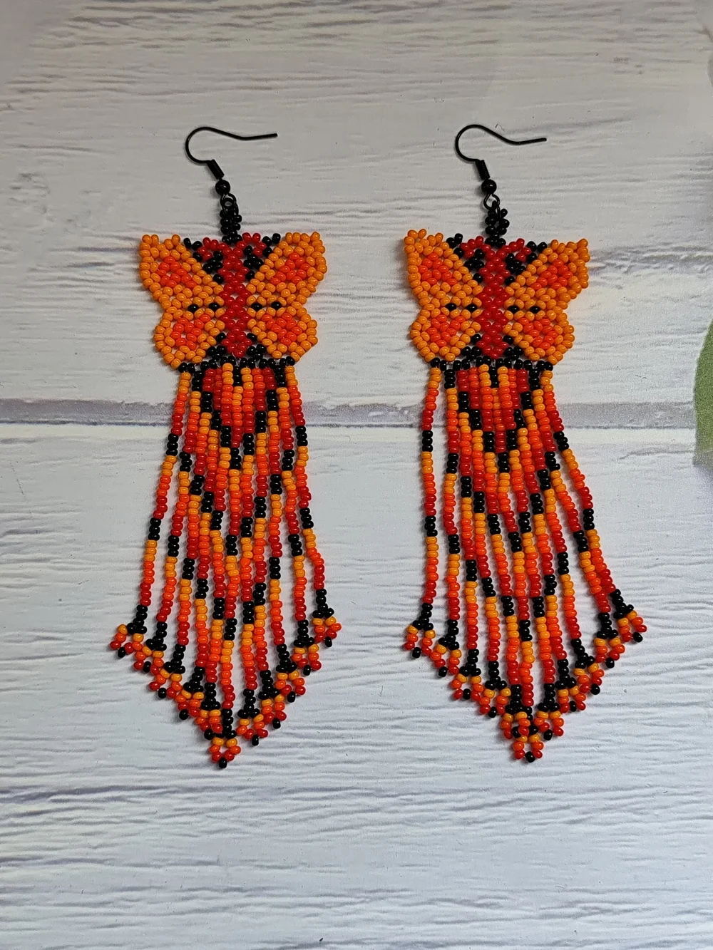Yellow and Black Beaded Butterfly Fringe Earrings - Women Jewelry